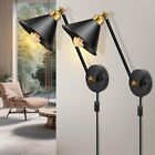 Plug in Wall Sconce, Antique Swing Arm Vintage Industrial Wall Light Fixture,...
