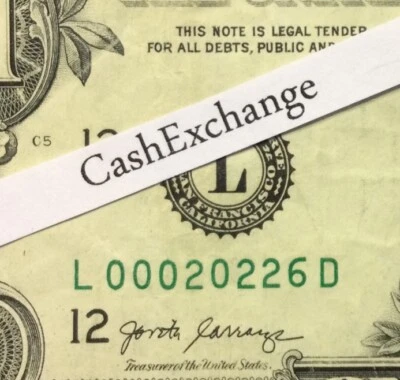 00020226 LOW Fancy Serial Number ZIP CODE Washington DC One Dollar Bill Trinary - Image 1 of 4