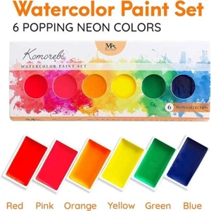 Mozart Neon Komorebi Set of 6 Watercolour Paint Set XL Pans, Artist Quality