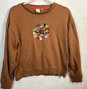 Vans Hanna Scott Pullover Sweatshirt Women’s Size Large Mocha Embroidered - Picture 1 of 7