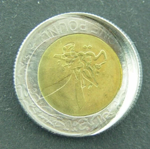 Egypt 1 Pound Bi-Metallic ***Cancelled*** on off-center Struck Lot 314 - Picture 1 of 5