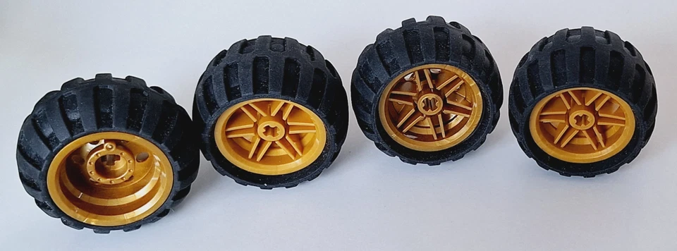 Lego 4 x Räder Rad Reifen 43,2x26 Felge perlgold 56145 61481 Zubehör 70733 - Bild 1 von 1