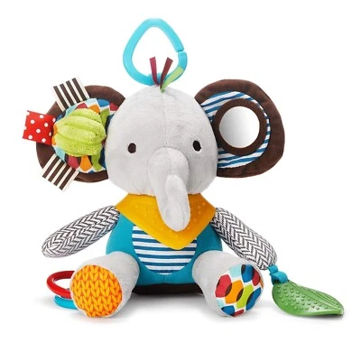 Elephant teething toy with rattle, textures, and sensory stimulation. - Image 1 of 4