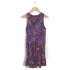 Rebecca Taylor Dress 8 Blue Red Floral Print Silk Sleeveless Pleated Women’s