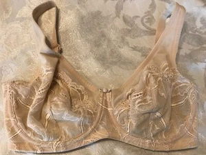 CABERNET Y72BN016 Semi Sheer Lace Unlined Underwire Bra Nude ~ 32DD - Picture 1 of 7