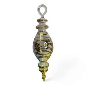 Egyptian Hand Blown Gold Etched Glass Ball Christmas Ornament Unique 7 Inch - Picture 1 of 4
