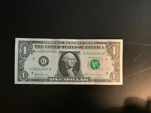 2017 $1 DOLLAR BILL G32212221B Trinary (123) - Picture 1 of 4