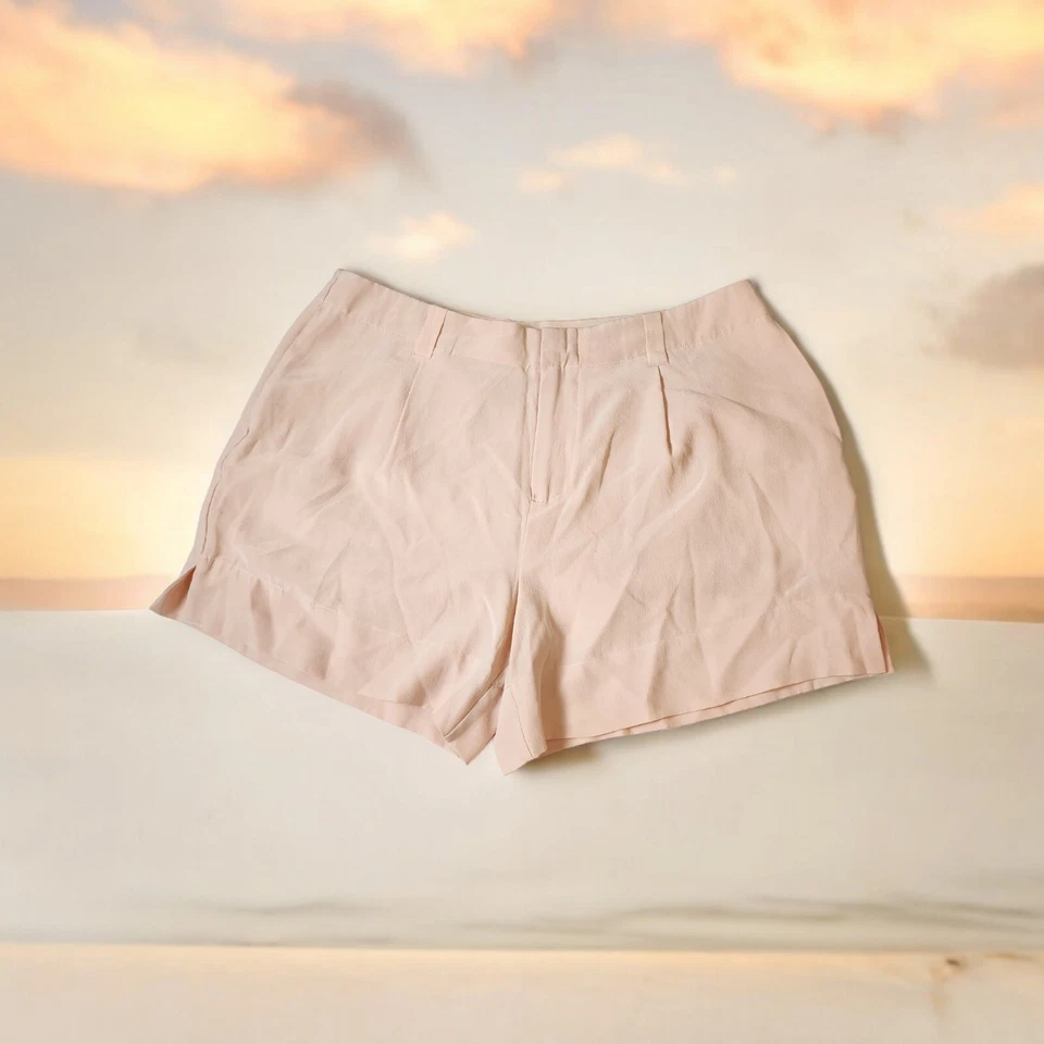 Joie Shorts 100% Silk Size 4 Pale Peach Pockets Zip Fly Side Slits Dressy  - Изображение 1 из 4