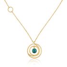 Yellow Gold Double Layer Crescent Moon Gemstone Pendent Turquoise Gift For Her