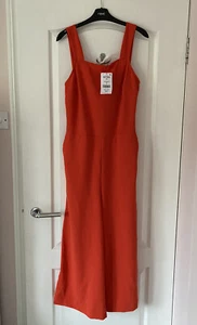 Next womens size 10 orangey red culottes jumpsuit New with back tie detail - Picture 1 of 9