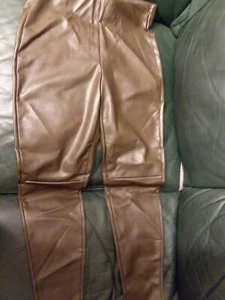 Bagatelle women pants,size small,color olive green,faux Leather, elastic waist. - Picture 1 of 4