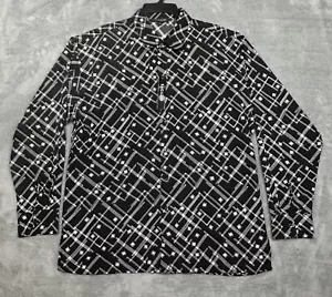 NEW Bagazio Shirt Mens XL Black Ivory Geometric Button Up Long Sleeve Casual - Picture 1 of 9