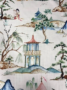6.875 Hamilton Okayana Flachs Chinoiserie Baumwolle Mehrzweckstoff - 2 Stück - Bild 1 von 14