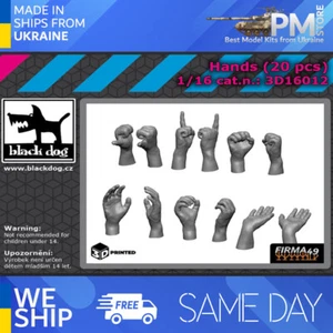 Black Dog 3D16012 1/16 Hands (20pcs) 3D Printed/Accessories kit - Picture 1 of 3