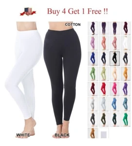 Women High Waisted Long Leggings Basic Full Ankle Length Stretch Cotton Spandex  - Picture 1 of 52