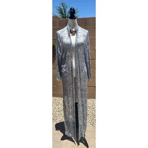 Jewel Queen Silk Beads/Sequins Embellished Sheer Long Evening Duster Jacket XXL - Picture 1 of 11