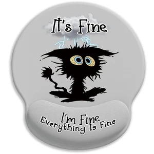 Ergonomic Mouse Pad with Wrist Support, Mouse Pad with Wrist Rest, Black Cat .. - Afbeelding 1 van 6