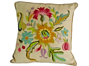Housse de coussin décorateur jeté fleurs brodées oreillers canapé - Photo 1/10