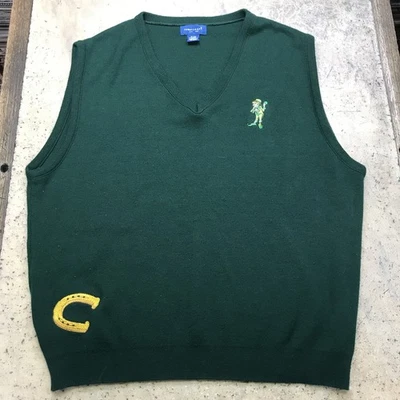 VTG TownCraft Green Sweater Vest Men’s XL Acrylic Leprechaun Horse Shoe Lucky - Image 1 of 4