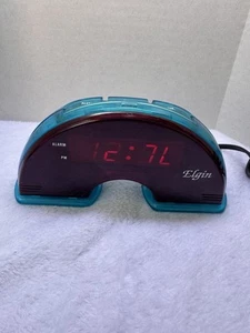 Vintage Advance Rainbow Shape Digital Elgin 3154 Alarm Clock Blue Works - Picture 1 of 4