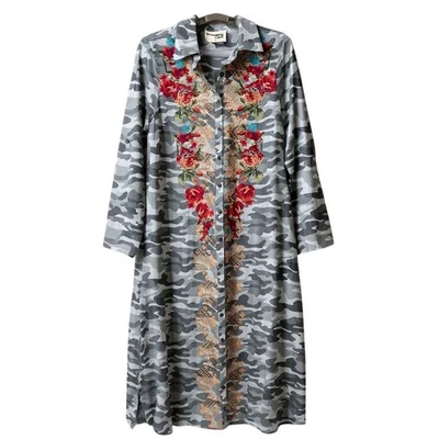 Maxi Vestido Para Mujer Savanna Jane Gris Camuflaje Multicolor Floral Bordado Talla S Foto 1 de 4