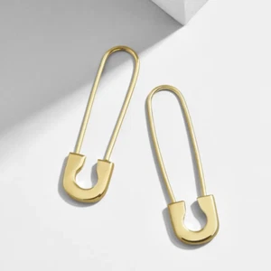 Gold - Safety Pin Earrings for Women Paper Clip Earrings, Woman's Fashion - Picture 1 of 7