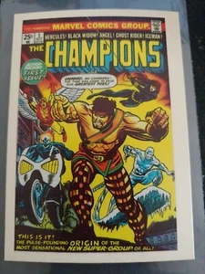 1984 MARVEL SUPERHEROES FIRST ISSUE COVER TRADING CARD #34 • THE CHAMPIONS #1 🔥 - Bild 1 von 2