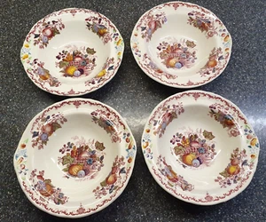FOUR Masons Red Fruit Basket vintage Ironstone 6 1/2" rim soup bowls. Super cond - Picture 1 of 9