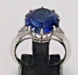 MCGI STERLING SILVER LAB CREATED FERRIS WHEEL CUT BLUE SAPPHIRE RING size 7.75 - Picture 1 of 5