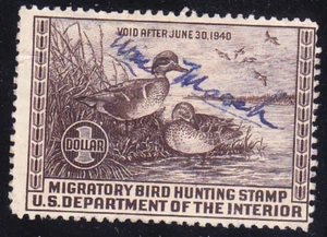 US Scott RW6 old $1 Migratory Bird "Duck" Hunting stamp U/F CV $55 - Picture 1 of 1