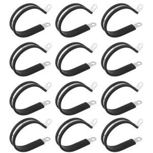 12pack 2 Inch Stainless Steel Cable Clamp, Cushioned Insulated Clamp, For Tube - Picture 1 of 12