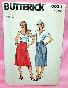 Faldas Butterick sin cortar talla 8-12 rectas o ligeramente de línea A con patrón de bolsillo 3034 - Imagen 1 de 2