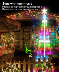 Árbol Cono de Navidad Inteligente Exterior 9FT 460 LED, Hello Fairy APP HÁGALO USTED MISMO Color Prelit - Imagen 1 de 12