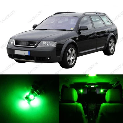 Paquete de 24 luces interiores LED verdes Canbus para Audi Allroad 2001-2005 + herramienta Foto 1 de 4