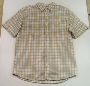 Camisa de hombre Carhartt beige a cuadros con cuello abotonado manga corta talla L R6-99 - Imagen 1 de 7