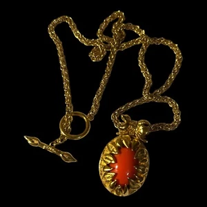 Collar Cabujón Coral Fendi De Colección Único Retro Estilo Francés Pieza Destacada - Imagen 1 de 10