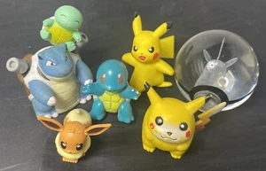Pokemon Toy Lot Pikachu Glass Etched Pokeball Pencil Topper Squirtle Blastoise - Picture 1 of 17