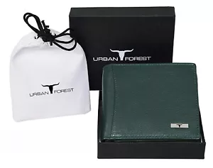 BRAND NEW AUTHENTIC GREEN RFID BLOCKING LEATHER MEN'S WALLET & CARD HOLDER - Picture 1 of 6