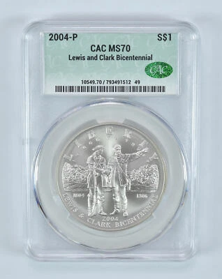 2004-P Lewis And Clark Commemorative Silver Dollar MS70 CAC - Image 1 of 4