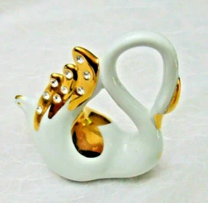 Polaris Capodimonte Porcelain Swan Swarovski Crystals 4-1/2" Excellent Cond - Picture 1 of 5