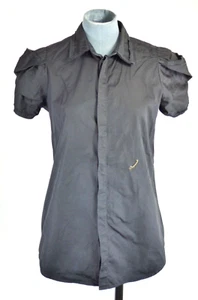 DSQUARED Black Shirt Puffed Unusual Italy Made Poplin Fitted IT 44 UK 12 Logo - Picture 1 of 12
