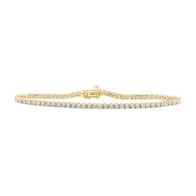 Brazalete de plata de ley para mujer redondo de diamantes de una fila de moda 1/3 Cttw Foto 1 de 2