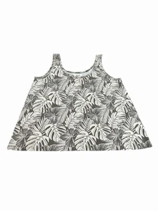 Camiseta sin mangas Pact mezcla de algodón orgánico hoja tropical mediana verde crema elástica - Imagen 1 de 6