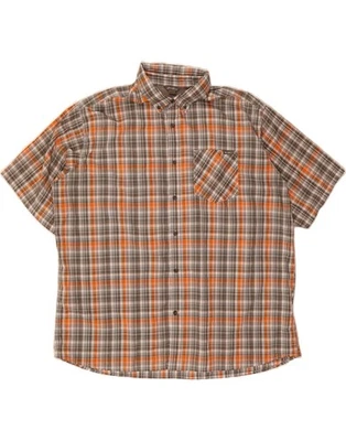 EDDIE BAUER Mens Short Sleeve Shirt 2XL Orange Check Polyester BB07 - Image 1 of 4
