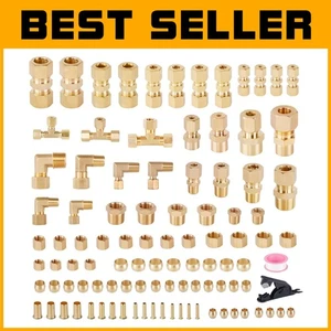 Brass Tube Pipe Fittings Union Tee 101Pcs - Picture 1 of 8