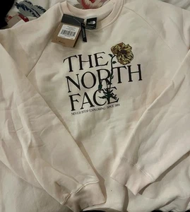 The North Face Flowers Graphic Crew neck Sweatshirt Women's Size XXL Tan - Picture 1 of 4