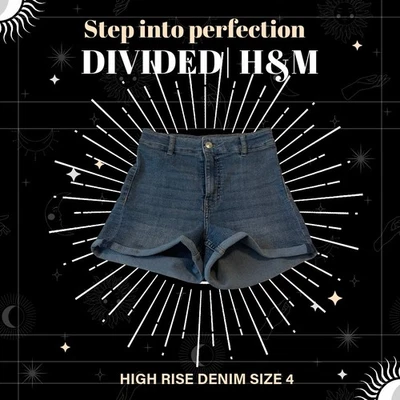 Divided| Pantalones Cortos de Denim de Tiro Alto H&M Puño Enrollado Lavado Ligero Elástico Todos los Días Foto 1 de 4