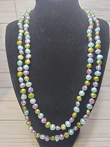46" 6-8mm Multi Color Baroque Freshwater Pearl Necklace Strand Jewelry No Clasp - Bild 1 von 5