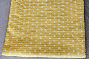 2 Yards x 44"W - White Polka Dots 1/4" on Yellow Textured Cotton (?) Fabric 3D