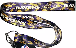 BALTIMORE RAVENS CAMO PRINT LANYARD KEYCHAIN KEY RING W/CLIP NFL LICENSED MERCH - Picture 1 of 4